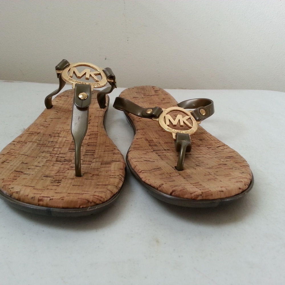 Michael Kors brown & gold sandals - womens 8/9 - Picture 2 of 5